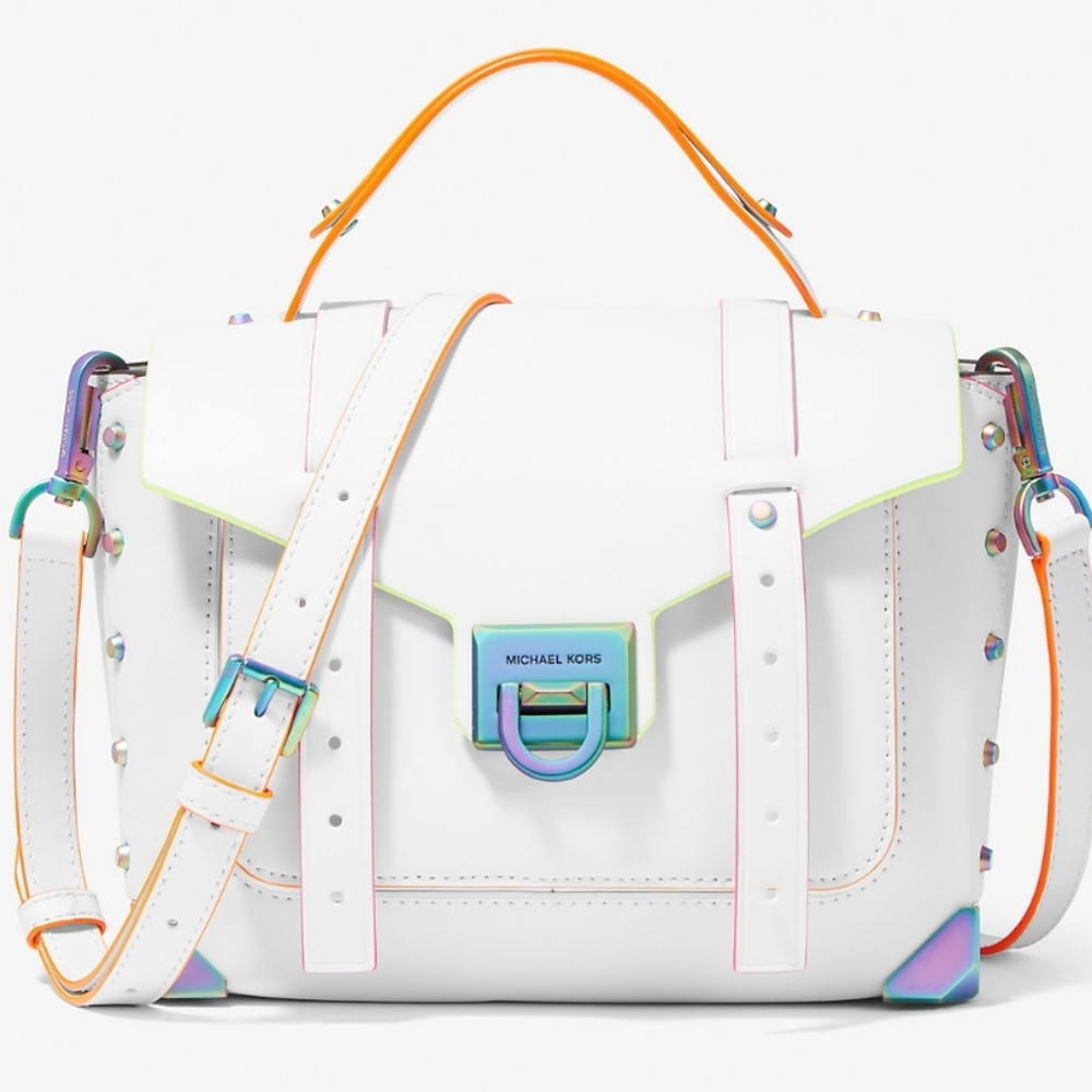 Michael kors Manhattan white purse NWT rainbow